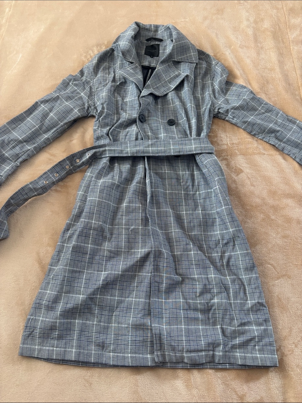 Dynamite Grey Plaid Trench Coat